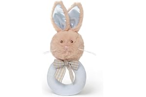 BEARINGTON COLLECTION Bearington Baby Lil’ Bunny, 5.5 Inch Plush Bunny Rabbit Stuffed Animal, Soft Baby Rattles and Plush Rings, Baby Gift