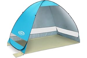 G4Free Large Pop up Beach Tent for 3-4 Person, UPF 50+ Automatic Sun Shelter Canopy Portable Outdoor Cabana Sun Umbrella