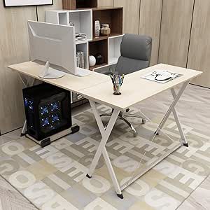 DlandHome L Mesa Escritorio de la computadora 120cm+110cm, Ordenador