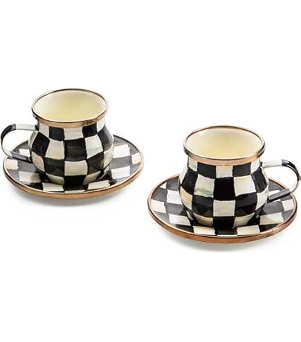 Grace Teaware Red Carousel Stripes Fine Porcelain 10oz Tea Coffee Cup And Saucer With Gold Handle