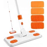 Microfiber Wet Dry Floor Mop, 4 Reusable Pads, 360&deg; Swivel, 52" Handle | 4 reusable pads include 2 chenille and 2 coral fleece options for wet and dry cleaning, picking up dust, crumbs and pet hair.