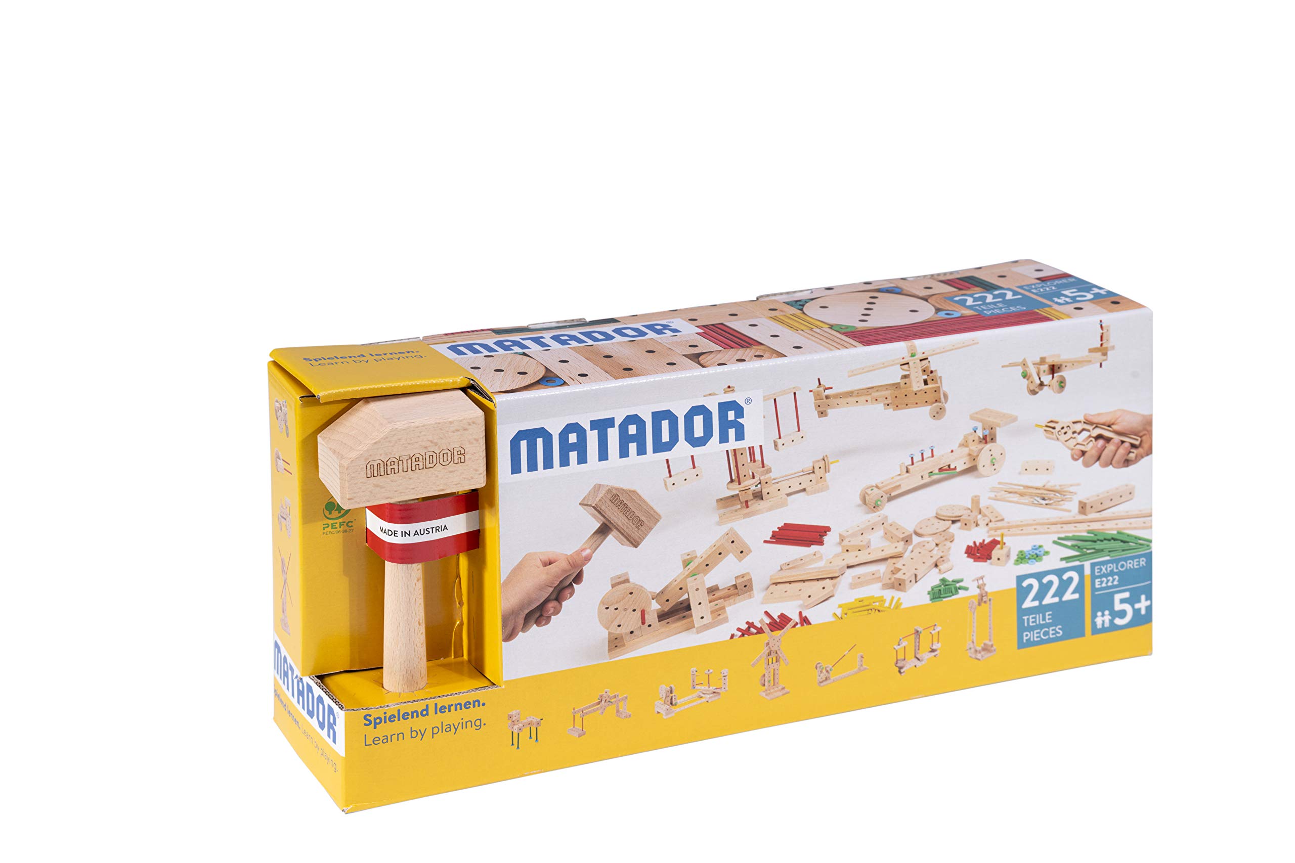 Matador 11222 E222 Building Kit for Ages 5 and Above, Wood-Coloured, Colourful