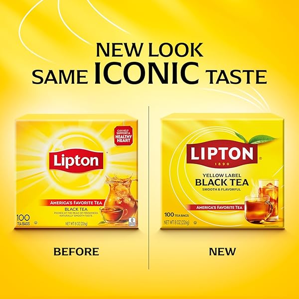 LIPTON BLACK TEA BAGS, HOT OR ICED HIGH CAFFEINE TEA, 100 TOTAL BAGS