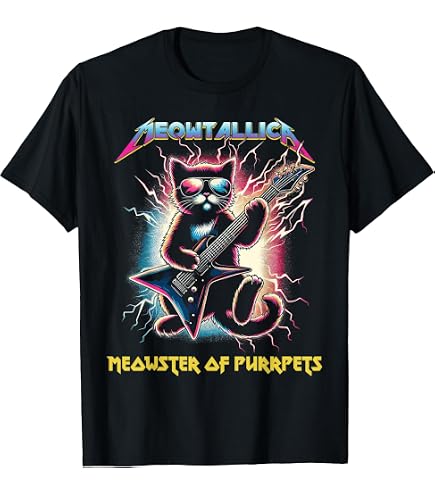 Amazon.com: Meowtallica Black White Funny Parody Band Cat Kitten