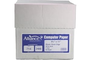 Alliance Continuous Computer Paper, 9.5 x 11, Blank Clean Perforated Edge 1-Part, 92 Bright, 20 lb, 2,400 Sheets (SKU 77714) 