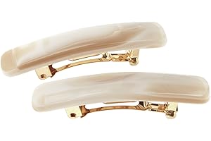 France Luxe Mini Rectangle Barrette, Alba, Set of 2 - Classic French Design For Everyday Wear