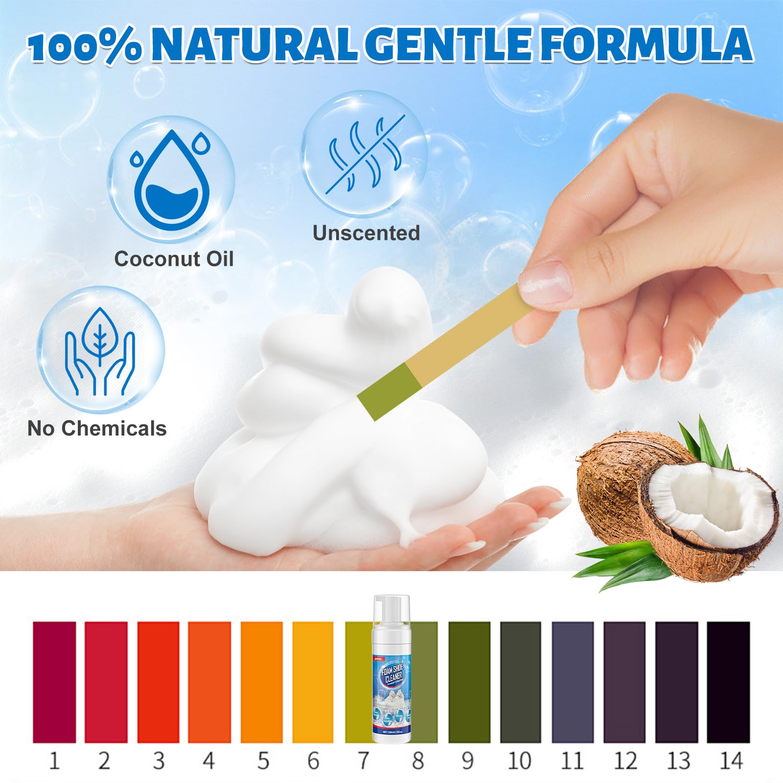 Jevvu Shoe Cleaner, 6.76fl.oz Sneaker Cleaner Foam for Removing Stains and Dirt, Shoe Cleaning Kit for White Shoes