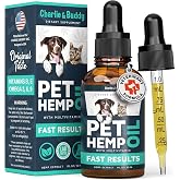 Hemp Oil for Dogs, Cats - Natural Calming Pet Anxiety, Stress &amp; Pain Relief | Charlie &amp; Buddy Hemp Oil for Dogs &amp; Cats - Natural Calming Stress &amp; Anxiety Relief Drops, Hip &amp; Joint, Omega 3, 1 Fl Oz