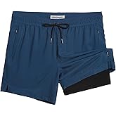 maamgic 5inch Mens Swimming Trunks with Compression Liner 2-in-1 Swim Trunks Stretch Quick Dry Swim Shorts Zipper Pockets