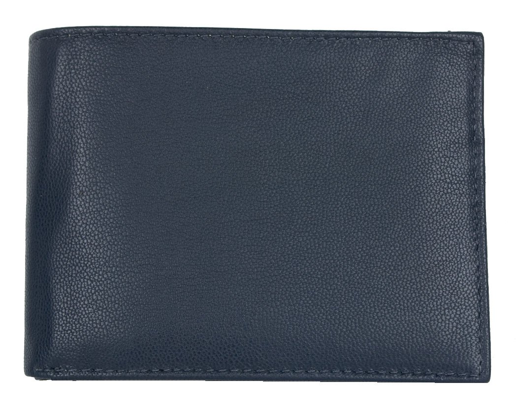 FLW Dark blue genuine leather wallet without any logos or markings