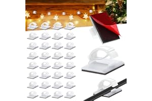 Blulu 200 Pieces Christmas Light Hooks Self Adhesive Cable Clips Stick on Wire Clips Cord, Holiday Christmas Light Hooks for Xmas Hanging Lights Home Decoration Outdoor Roof, Roof Ridge Line, Fence