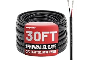 Energeaster 30FT 16 Gauge Wire 2 Conductor Electrical Wire, 16 AWG Wire Stranded PVC Cord, 12V Low Voltage Tinned Copper Flexible 16/2 Wire for Automotive Wire LED Strips Lamp Lighting