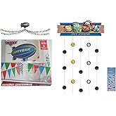 Disney Cars Birthday Party Supplies Bundle includes 1 Door Curtain, 1 Hanging Centerpiece or Banner, 1 Dinosaur Sticker Sheet