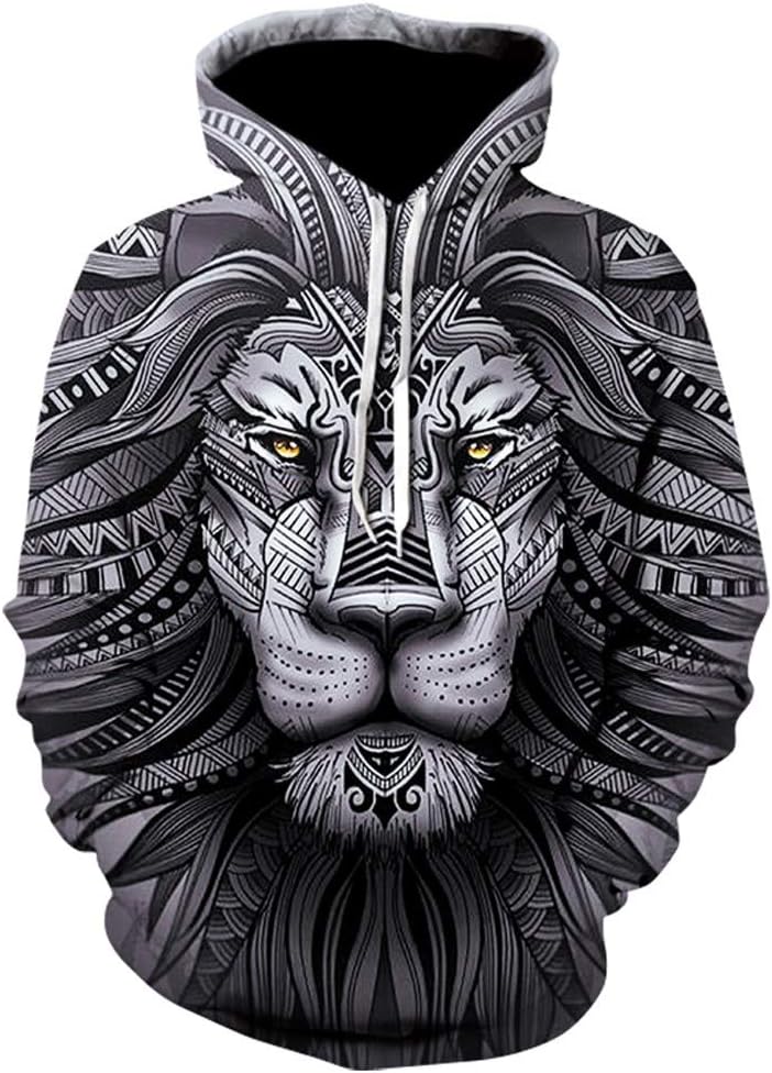 Hoodies for Men's Autumn Spring 3D Printing Round Collar Long Sleeve Hooded Sweatershirt Tops Pullover Shirt M-5XL