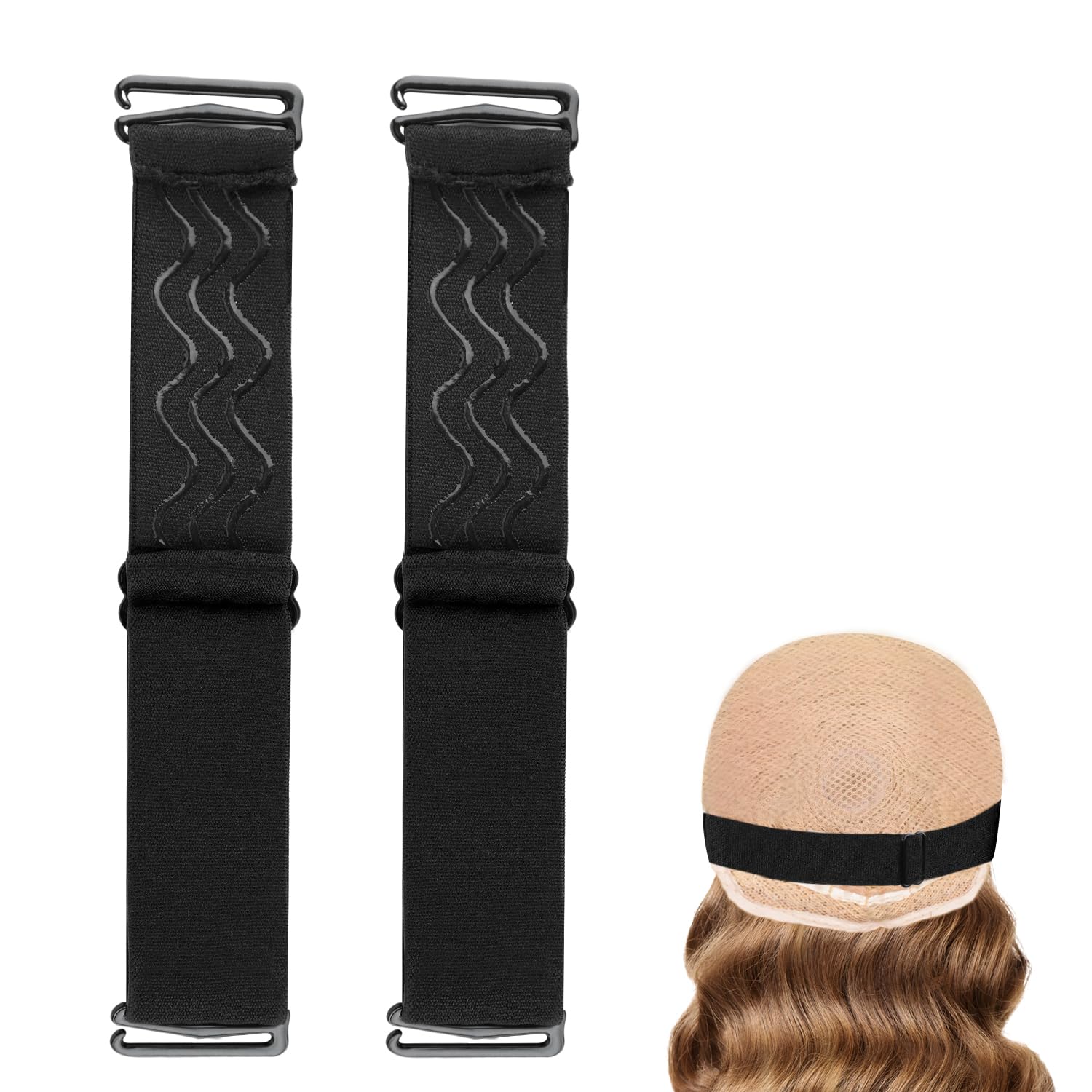 Adjustable Elastic Band for Wigs, 1.18 Inch Wig Elastic Band Non-Skid Adjustable Wig Grip Band Straps for Glueless, Wig Band Edge Wrap for Hair Styling (Black)