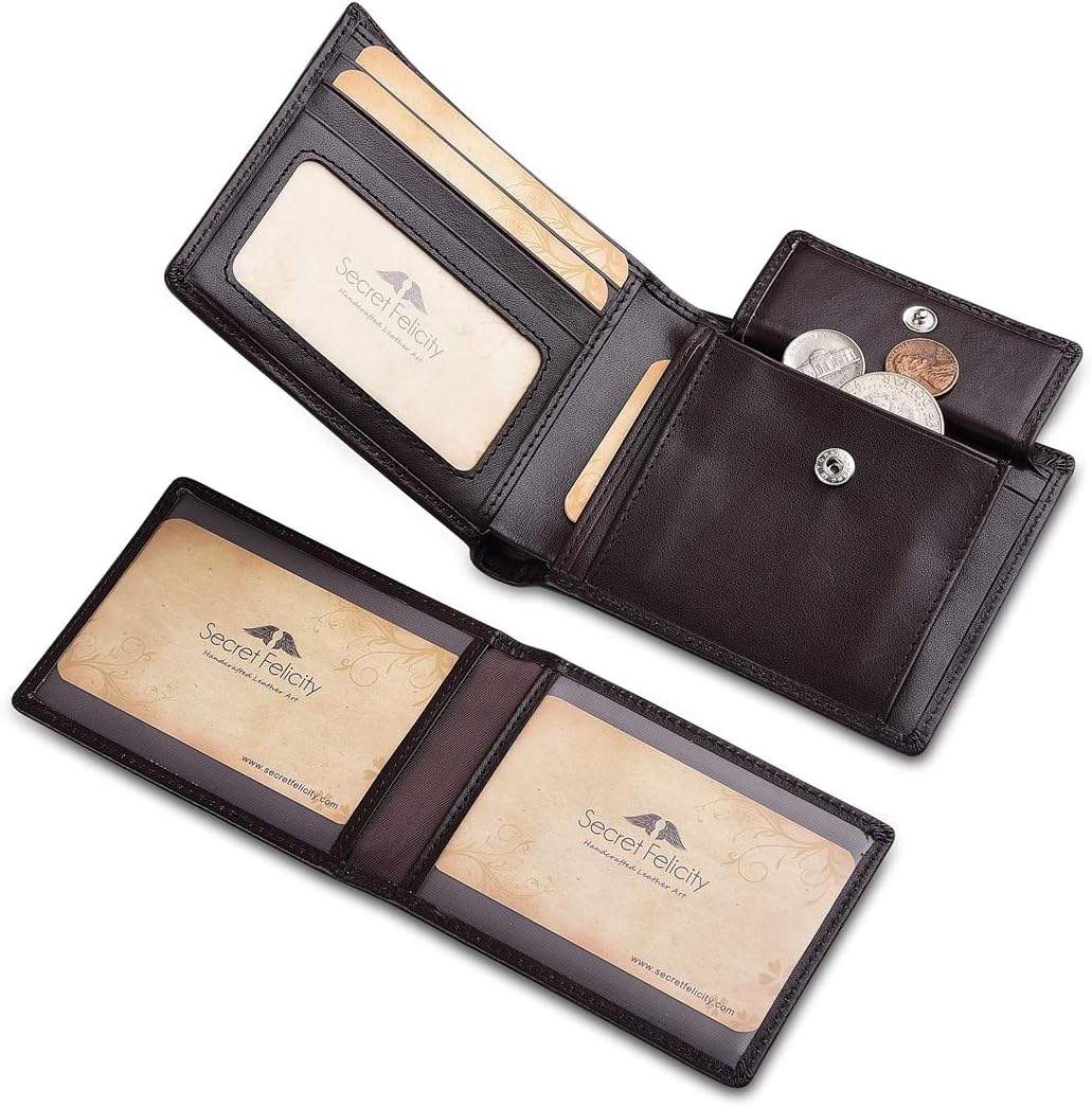 Men’s Genuine Leather Bifold RFID Wallets, Gift Ideas for Men,Father Dad Husband (Coffee)