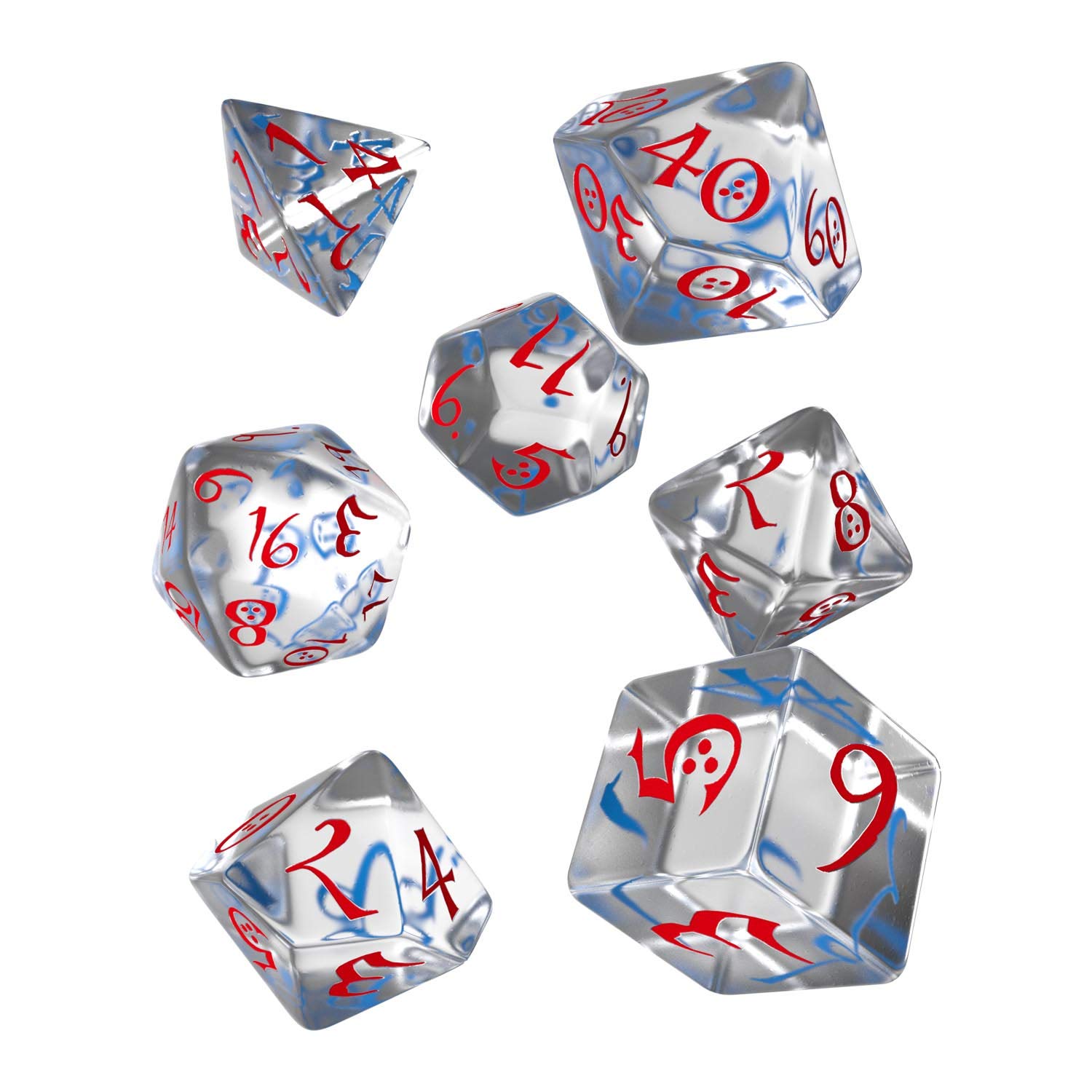 Q-Workshop QWOCLE16 Classic RPG Dice Transparent Blue/Red 7" Game Accessory