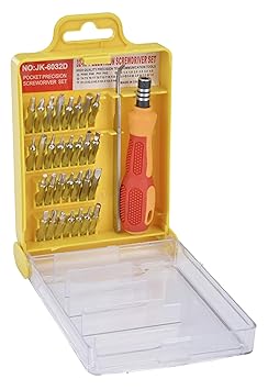 IZOM 6032 32 in 1 Precision Screwdriver Set (Yellow, Chrome Finish, 31-Pieces)
