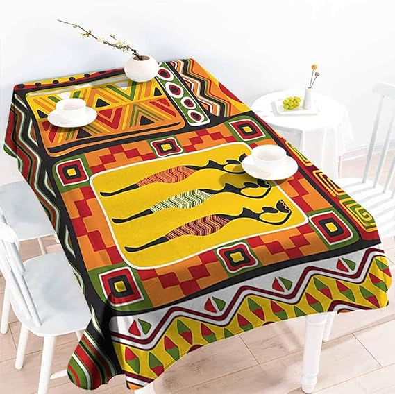 HRoomDecor Outdoor Tablecloth，African Decorations Collection,African