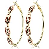 NLCAC Football Hoop Earrings for Women Game Day Team Spirit Earrings Football Mom Sports Jewelry Game Day Outfits Accessories Gifts