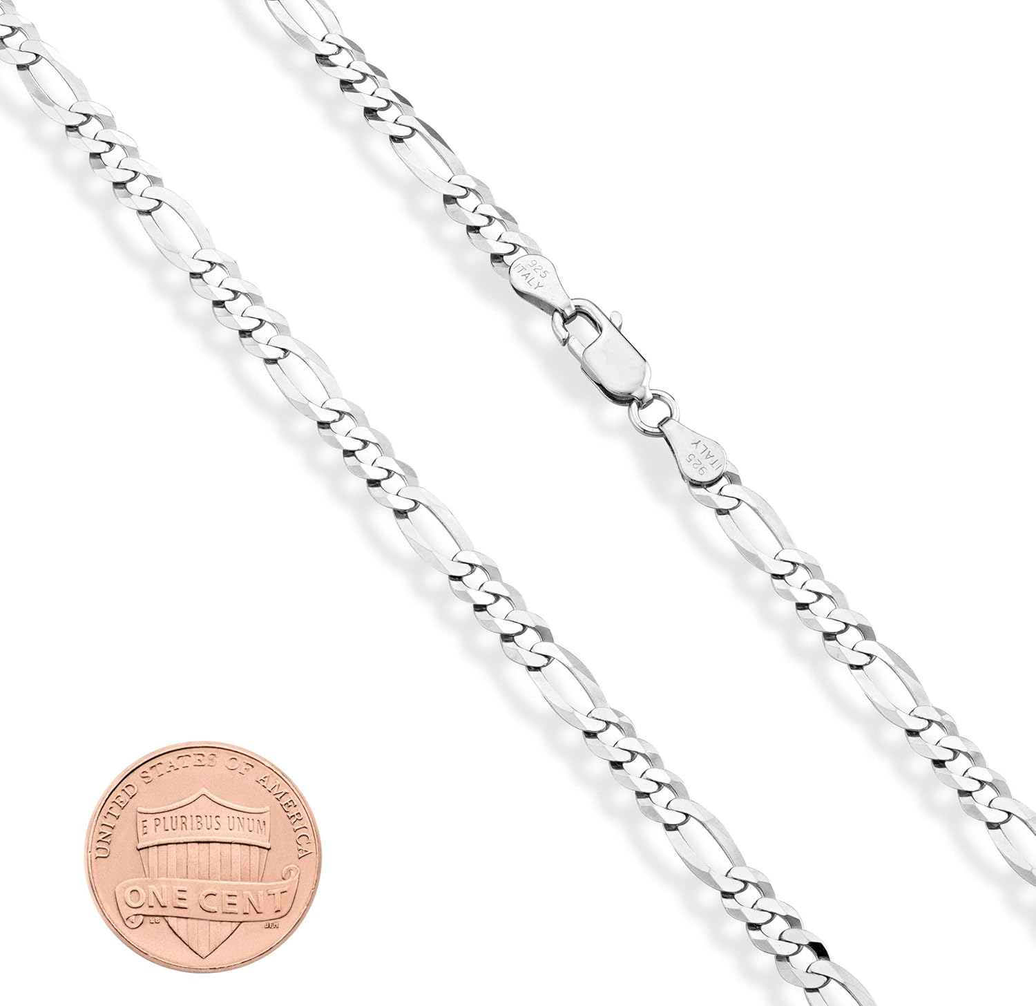 MiaBella Solid 925 Sterling Silver Italian 5mm Diamond-Cut Figaro Chain Bracelet for Women Men, 6.5”, 7”, 7.5”, 8", 9" (7.5 Inches (6.5"-6.75" wrist size)): Clothing