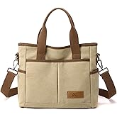 Women's Small Canvas Tote Purses Casual Multi-pocket Shoulder Crossbody Bag Everyday Handbags