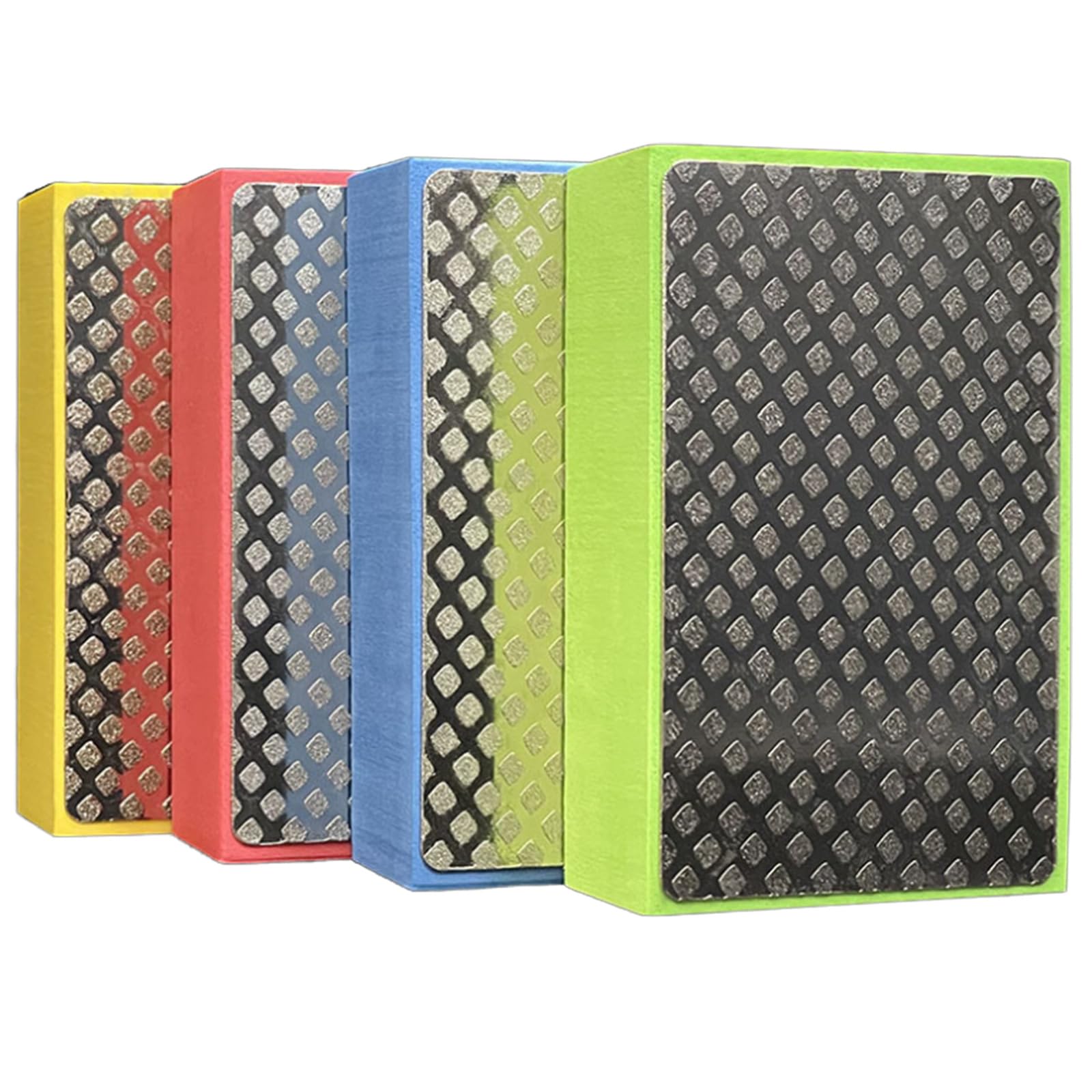 4 Pcs Diamond Polishing Pads, Tile Polishin g Pad s, Sanding Block, Hand Polishing Pads for Glass, Granite, Concrete, Marble, Ceramic & Stone Grinding & Trimming (Mesh Surface 60#,100#,200#,400#)