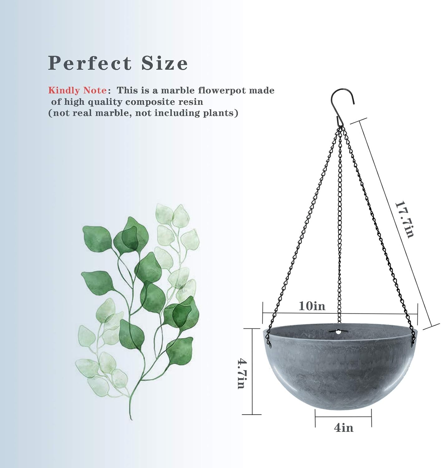 Plastic Hanging Planters, wiwoo 10 Inch Hanging Pots with Drainage Hole and Plugs, Round Hanging Baskets Plant Containers with Chain for Plants Flowers Indoor Outdoor Garden Decoration (2 Pack, Blue): Kitchen & Dining