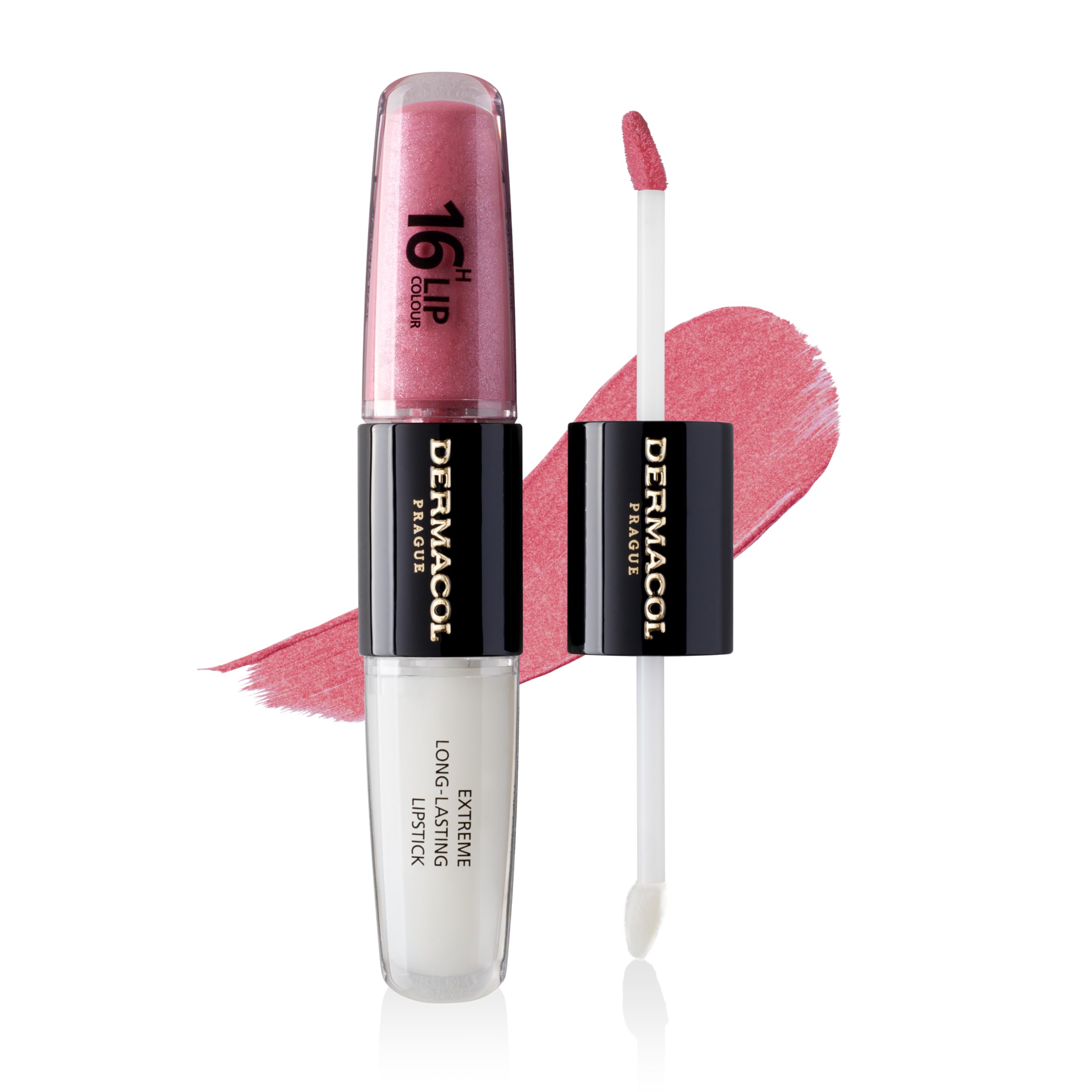 NEW Dermacol - 16-Hour Lip Colour, Highly Pigmented Glossy Lip Stain, Two-Phase Lip Plumper Gloss, Kissproof Lip Makeup Products with Matte and Glitter Finish, n.15