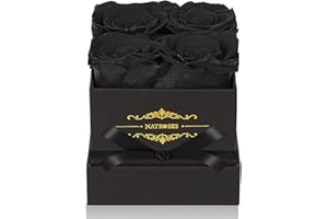 NATROSES Black Preserved Roses in a Box That Last Up to 3 Years, Long Lasting Roses Gifts for Her,Valentines Day Gifts, Mothers Day Gifts (Black)