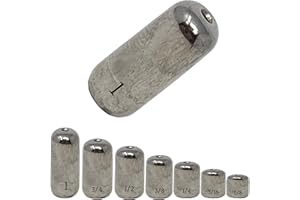 Reaction Tackle Tungsten Barrel Weights, Fishing Sinkers, Egg Shaped Tungsten Fishing Weights Used for Carolina Rig Bass Fising for Freshwater or Saltwater Fish - Size Stamped on