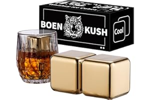 2 Large 64cm³ Whiskey Stones - Reusable Stainless Steel Metal Ice Sphere Cubes Beverage Chilling Rocks Whiskey Stones for Red