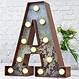 LED Marquee Light Up Letters Industrial Vintage Style Lighted Letters Rust Metal Effect Marquee Letter with Lights Illumination Letter Signs for Christmas Wedding Birthday Party Home Cafe Bar Decor-A