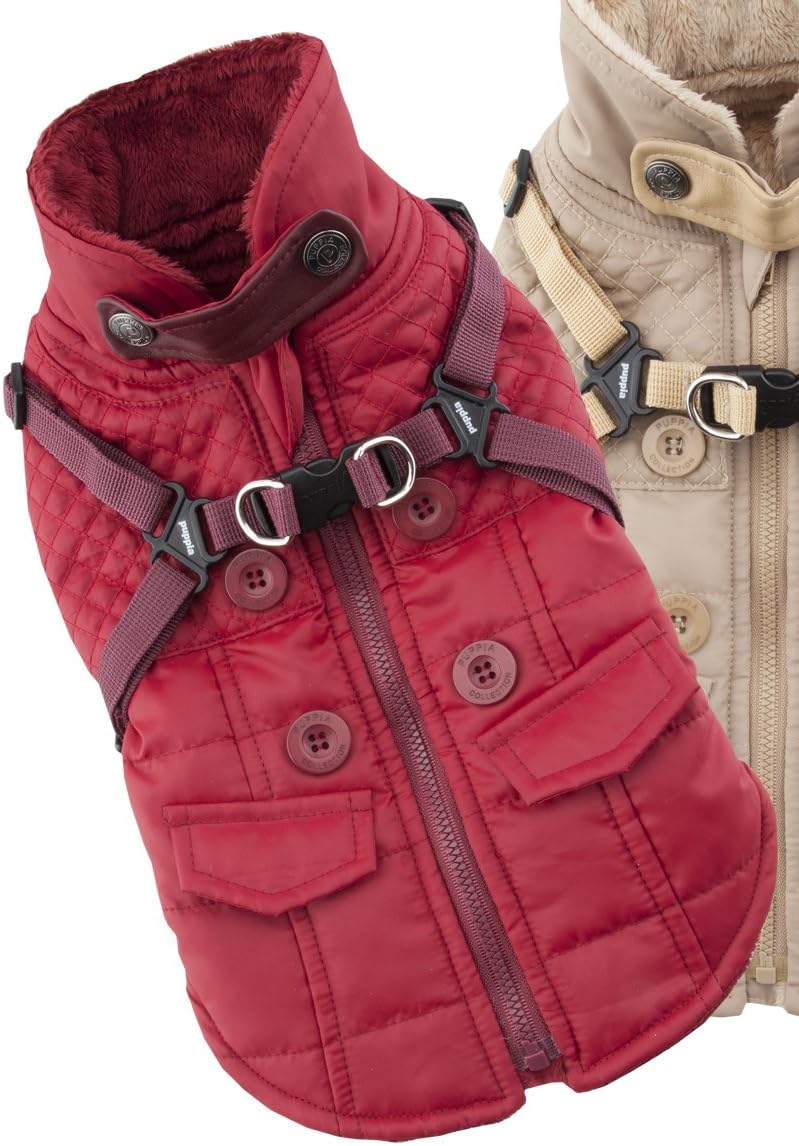 Puppia PAQD-VT1463 Wilkes Winter Coat, S, Red - Image 5