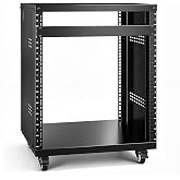 VEVOR 12U AV Rack Stand with Caster Wheels, Component Rack Cabinet Recording Studio Racks, Removable Side Panels, Universal Network Server Case, Special Vents for 19'' Audio Video Rack Mounting