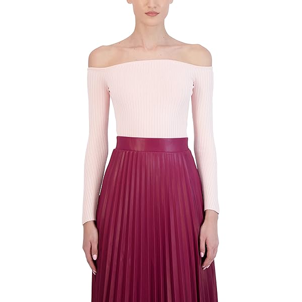BCBGMAXAZRIA Women's Fitted Ribbed Sweater Off The Shoulder