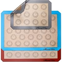 Silicone Macaron Baking Mats - Set of 3 100% Non Stick Bake Liners, 2 Half and 1 Quarter Reusable Sheet Liner for Bake…