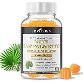 Saw Palmetto for Men Gummies, Extra Strength DHT Blocker for Men, with Pumpkin Seed Oil & Biotin, Support Prostate, Urinary Health & Hair Growth, Hormone Balance, Sugar Free, Vegan, Orange Flav, 60ct