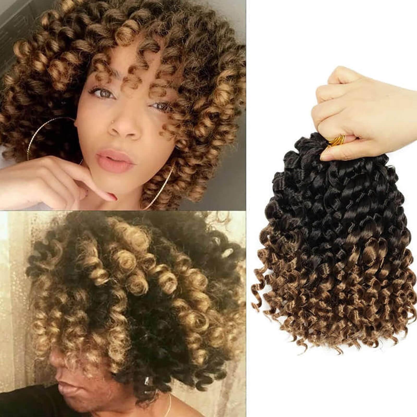 QUEENTAS 6 Pack Crochet Hair Extension - Passion Twist Locs, Gogo Crochet Braiding Hair, 72 Roots, 8 Inch (#1B/27) — image 1