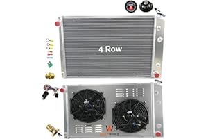 AW ALLOYWORKS ALLOYWORKS 4 Row Core Aluminum Radiator Fan Shroud Relay for 1973-1991 Chevy C K Series C10 C20 K10 Truck Pickup GMC C25 C35 C2500 C3500 Radiators(19" Core, Multiple V8 Models, 2 X 12" Fan)