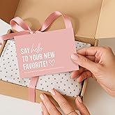 ThreeKin Collective 100-Pack “Say Hello to Your New Favorite” Business Thank You Cards - 3.5” x 2.5” Premium Heavy-Duty Cardstock, Designed in the USA by Female-Owned Business