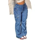 Cargo Jeans for Women High Waisted Baggy Jeans with Multiple Pocktes | Comfortable Denim Fabric, Wide Leg, 2026 Fall Trends, Casual Y2K Streetwear Style