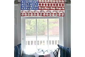 GHUNT 4th of July Patriotic Stars Stripes Kitchen Curtains Valance for Windows, Independence Day Seasonal Summer Holiday Short Topper Rod Pocket, Home Living Room Bedroom USA Red White Blue Decor 54