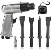 AMGSH 150mm Air Hammer Kit, 4500 BPM Pneumatic Hammer with 4 Chisels | (Taper Punch, Panel Cutter, Flat &amp; Spot Weld Chisels), Spring &amp; Fitting &ndash; Air Shovel Tool for Automotive &amp; Metal Work