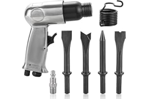 AMGSH 150mm Air Hammer Kit, 4500 BPM Pneumatic Hammer with 4 Chisels (Taper Punch, Panel Cutter, Flat & Spot Weld Chisels), S
