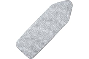 Seiritex Extra Wide Ironing Board Cover and Pad 18 x 54 inch Heat Reflective with Hook and Loop Fasteners, Thick Padding with Elasticized Edges, 3 Layers Iron Board Cover (Gray Cube)