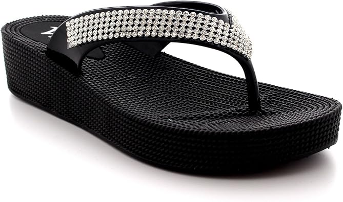 black diamante flip flops