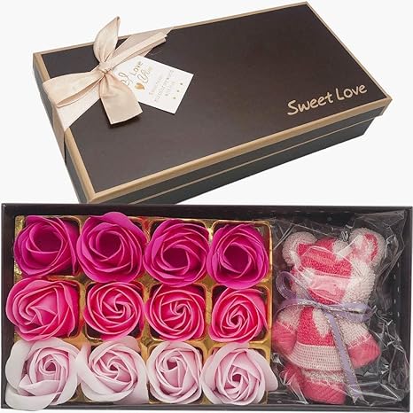 Amazon Placer1 花 ギフト ハンカチギフト ソープフラワー ボックス 包装 Pr098 ピンク グラデーション 造花 オンライン通販