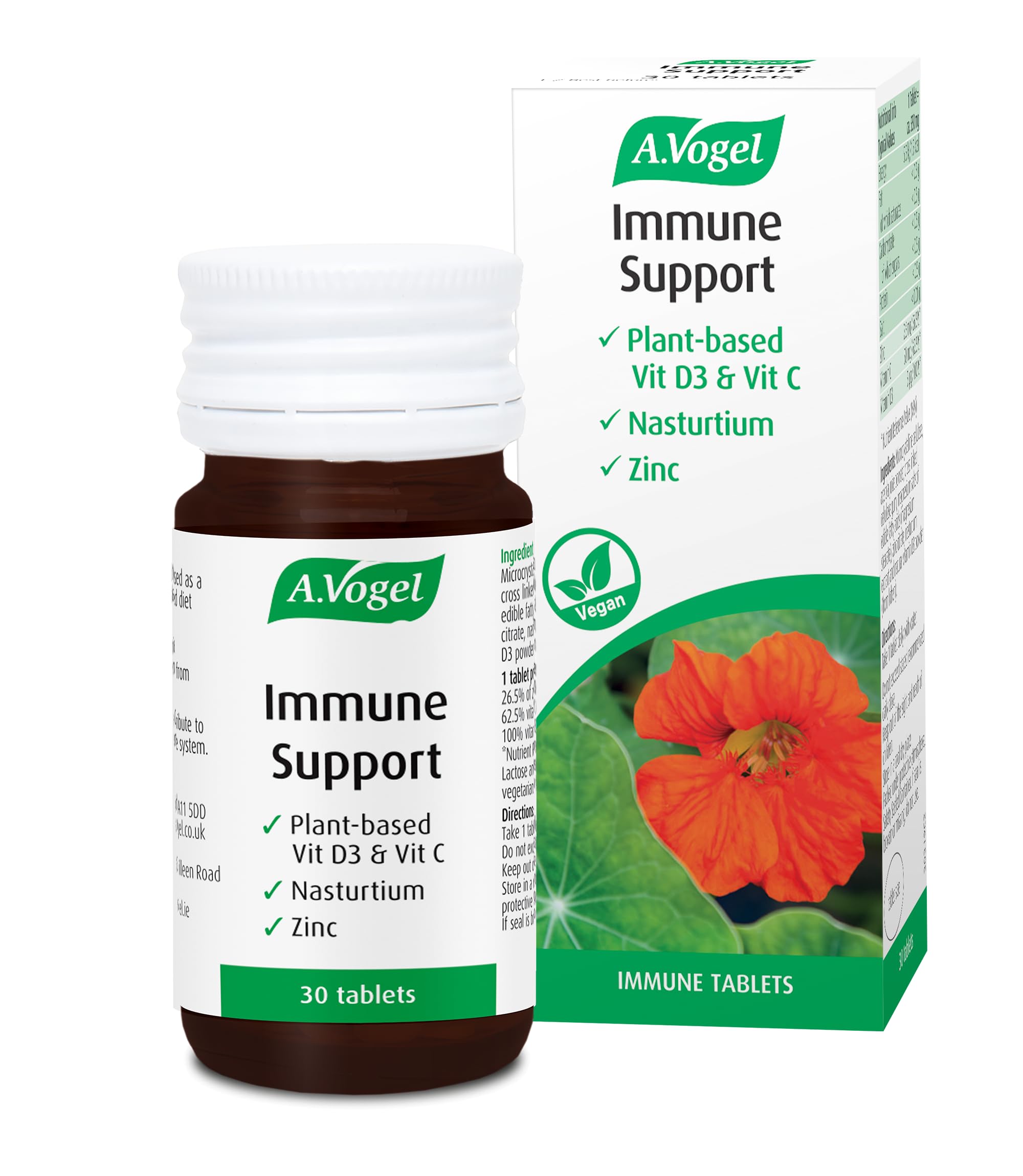 A.Vogel Immune Support | Vegan Multivitamin | Vitamin C, Vitamin D and Zinc | 30 Tablets