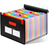 Girwu 24 Pocket Expanding File Organizer, Accordion Document Folder | with Color-Coded Labels, A4 Letter Size, Waterproof, Large Capacity, Paper Receipt Bill Holder for Home Office School Travel